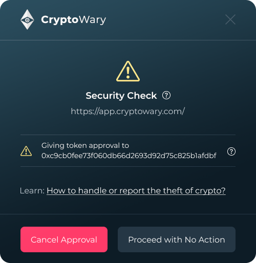 CryptoWary Extension Security Check Interface