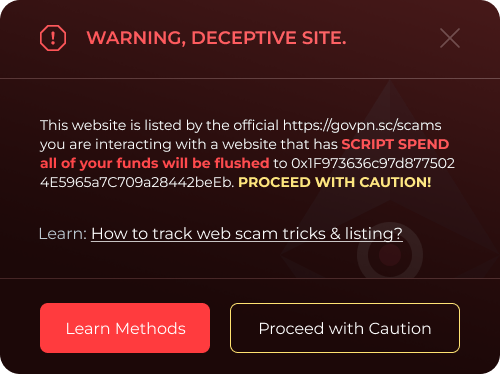 CryptoWary Extension Deceptive Warning Interface