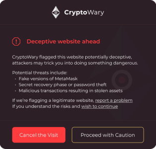 CryptoWary Deceptive Warning Image
